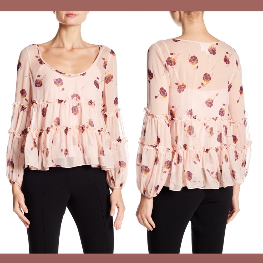 NWD $365 Cinq a Sept Tumbling Long Sleeve Jasmine Silk Top [ SZ Small ]‎ #3229b